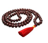 IRIS GEMS Red Sandalwood Mala Original Certified Lal Chandan Ki Mala 108 Red लाल चंदन की माला Knotted With Thread Round Shape Lal Chandan Ki Japa Mala For Men & Women