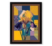 Iris in Patchwork Botanical Framed Wall Art Print A2 (59.4×42cm) Black, Wall Decor for Living Room, Bedroom, Office & Home, Ready to Hang, Art Gift
