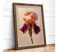 Iris in Soft Light Botanical Framed Wall Art Print A1 (84.1×59.4cm) Walnut, Wall Decor for Living Room, Bedroom, Office & Home, Ready to Hang, Art Gift