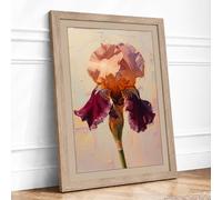Iris in Soft Light Botanical Framed Wall Art Print A3 (42×29.7cm) Oak, Wall Decor for Living Room, Bedroom, Office & Home, Ready to Hang, Art Gift