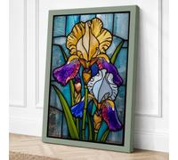 Iris in Stained Glass Canvas Wall Art Print 24x16 Inch