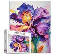 Iris L. Flower Jigsaw Puzzles for Adults 1000 Pieces Purple Blossom Floral Painting Jigsaw Puzzle Watercolor Craft Puzzles for Home Decoration Gifts, Family Puzzle Perfect for Game Nights 27" x 20"