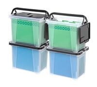 IRIS Letter Size Portable Wing-Lid File Box with Handles, 4 Pack, Black