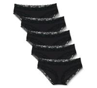 Iris & Lilly 5 Pack Womens Cotton Hipster Knickers Lace Trim UK 14 Black LowRise
