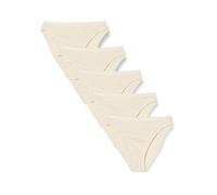 Iris & Lilly Women's Cotton High Leg Knickers, Pack of 5, Light Beige, 12