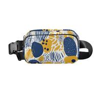 Iris Mustard Yellow and Denim Blue Cute Waist Pack Crossbody Bag for Women Men Teenagers Waterproof Chest Belt Bum Bag with Adjustable Strap for Travel Running Hiking