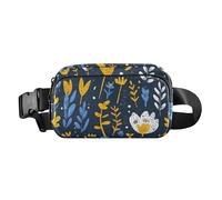 Iris Mustard Yellow and Denim Blue Fashion Waist Pack Crossbody Bag for Men Women Multipurpose Bum Belt Bag with Adjustable Strap for Travel Shopping Running