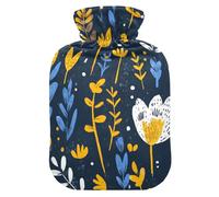 Iris Mustard Yellow and Denim Blue hot Waterbottle with Soft Cover, 2L Warm Compress for Menstrual Cramps, Menstrual Cramps, Menstrual Cramps