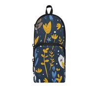 Iris Mustard Yellow and Denim Blue Nylon 3 Compartments Pencil Bag School Big Capacity Pencil Case Organizer Stationery for High School