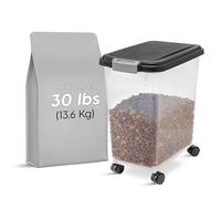 Iris Ohyama Airtight Dog Food Storage Container with Wheels, 30L/11kg, Black, Hermetic Seal, Plastic, Food Bin with Lids, For Pet Food, Cat Food, Dry Food, Kibble Box, Treats, BPA Free, MP-8