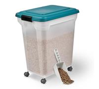 Iris Ohyama Airtight Dog Food Storage Container with Wheels, 45L/15kg, Blue, Hermetic Seal, Plastic Food Bin with Lid, For Pet Food, Cat Food, Dry Food, Treats, Kibble Box, BPA Free, ATS-L