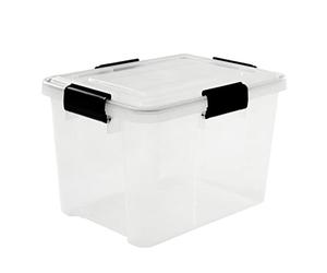 Iris Ohyama Airtight Plastic Storage Boxes with Lids, 20L, Set of 1, Clear, Hermetic Waterproof Seal, Durable Latching Buckles, Stackable, For Outdoors, Garage, Clothes, Dust Proof, BPA Free, AT-SD