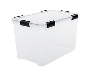 Iris Ohyama Airtight Plastic Storage Boxes with Lids, 70L, Set of 1, Clear, Hermetic Waterproof Seal, Durable Latching Buckles, Stackable, For Outdoors, Garage, Clothes, Dust Proof, BPA Free, AT-LD