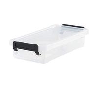 Iris Ohyama, Boxes, Plastic Mask Storage Rack with Lid and Closing Clips, 0.55L, Set of 1, Stackable, BPA Free, Office, Bedroom, Living room, School, LLB-0.55, Clear