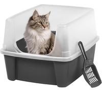 Iris Ohyama Cat Litter Tray with Scoop, Grey, Easy to Clean, Tray, Grey