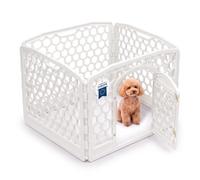 Iris Ohyama, CI-584HC Indoor Outdoor Dog Playpen with 4 Panels & Lockable Door, H58cm, White, Cage, Enclosure, Fence for Dogs, Puppy, Cat, Cat, Rabbit, Pets, Plastic