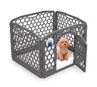 Iris Ohyama, CI-584HC Indoor Outdoor Dog Playpen with 4 Panels & Lockable Door, H58cm, White, Cage, Enclosure, Fence for Dogs, Puppy, Cat, Cat, Rabbit, Pets, Plastic