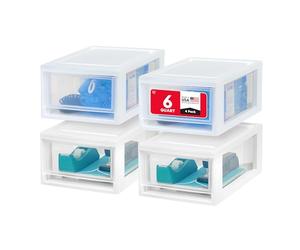 Iris Ohyama Compact Stacking Drawer, White, 6 Quart, 4-Pack, 7L / 4 Pack