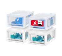 Iris Ohyama Compact Stacking Drawer, White, 6 Quart, 4-Pack, 7L / 4 Pack | Organize craft supplies, accessories, office items, and small essentials around your home with separate storage spaces