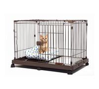 Iris Ohyama Dog Pen, H65cm, with Lockable Door, Brown, with Casters, Metal, Puppy Enclosure, For Rabbit Run, Indoor, Outdoor, Playpen for dog, cat, rabbit, pet, Dog Fence, easy assembly, STS-600TY