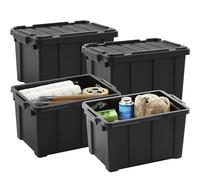 Iris Ohyama Heavy Duty Organisation Boxes, 21L, Set of 4, Red, Compact, Durable, Stackable, For Garage, Shelves, Moving, Plastic, Utility, Tool Box, DDSKT-210