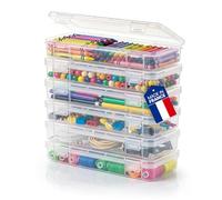 Iris Ohyama, MCC-L Small Storage Box with Folding Lid, Plastic, 1.5L, Set of 6, Transparent, Stackable, Clip Closure, for Puzzle, Lego, Screws, Coloured Pencil, BPA Free,