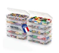Iris Ohyama, MCC-M Small Storage Box with Folding Lid, Plastic, 0.8L, Set of 10, Transparent, Stackable, Clip Closure, for Puzzle, Lego, Screw, Coloured Pencil, BPA Free,