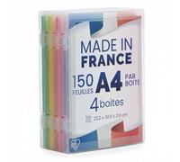 Iris Ohyama, Office Storage Box, File Box, Set of 4, Transparent, Capacity of 150 A4 Sheets, Stackable with Handle and Secure Closure, BPA-Free, Folder, Folder, PJC-A4