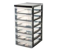 Iris Ohyama, Plastic Drawers Storage Unit, A 4 Format & 4 Wheels, H 61.5 Cm / 6 Bpa Free, Black, W 40 X D 29 X Dc-360
