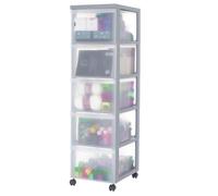 Iris Ohyama Plastic Storage Drawer Unit with Wheels, 5 Deep Drawers, Grey, Easy-Pull Handles, Supplies Organiser, For Bedroom, Bathroom, School & Office, BPA Free, Chest, Tower, DC-305