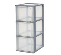Iris Ohyama Plastic Storage Drawers Unit, 3 Deep Drawers, Grey, Easy-Pull Drawers, A4, A5 & A6 Format, File Organiser, For Office, School, Stationary, BPA Free, Chest, Tower, OCH-2300