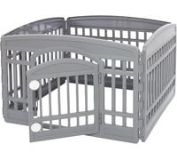 Iris Ohyama, Playpen, Puppy pen, Enclosure with 4 panels and 1 lockable plastic door, L91.5 x W91.5 x H60cm, Unit, Foldable, BPA-free, indoors/outdoors, CI-604E, For Dogs, Rabbits, Iron Grey