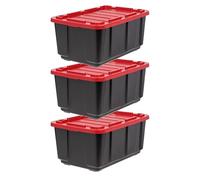 Iris Ohyama - Set of 3, 100 L - Storage Box with Lid - Outdoor Storage Chest - Sturdy, Stackable, BPA-Free, Durable - Black - UTB-27