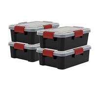 Iris Ohyama, Set of 4, Air tight storage boxes, 10 L, with 4 clips, stackable, garage, cellar, attic - Air Tight AT-S - Black