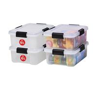 Iris Ohyama, Set of 4, Air tight storage boxes, 10 L, with 4 clips, stackable, garage, cellar, attic - Air Tight AT-S - Transparent