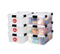 Iris Ohyama, Set of 6, Air tight storage box, 30 L, with 6 clips, stackable, garage, cellar, attic - Air Tight AT-LS - Transparent