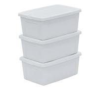 Iris Ohyama, Storage Boxes with Lids, Plastic Storage Box with Lid, Stackable, 11L/3Pack, BPA Free, W39.5 x D26.5 x H16cm, MCB-11