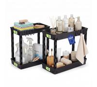 Iris Ohyama, TTO-C Under Sink Shelf, 2 Tier Standing Shelf, Black