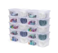 Iris Ohyama Versatile Storage Boxes, 2L, Set of 20, Clear, Easy Latch, Stackable, Transparent Plastic, For Closet, Shelves, Classroom, Organisation, Toys, Art Supplies, Shoes, MCB-2