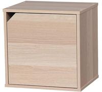 Iris Ohyama, Wooden Cabinet / Space Saving / Wooden Shelf / Storage Unit / Storage Cabinet, Stackable & Flexible , Office, Living Room, Bedroom - QR Box with Door - QR-34D - Light Brown