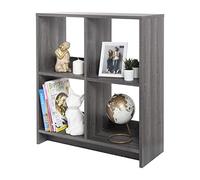 Iris Ohyama,Wooden Open Shelf, 4 Cube storage unit, Organiser, Modern design, Living room, Bedroom, Study room,WOS-4 - Grey Oak