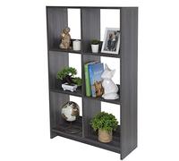 Iris Ohyama,Wooden Open Shelf, 6 Cube storage unit, Organiser, Modern design, Living room, Bedroom, Study room,WOS-6 - Grey Oak