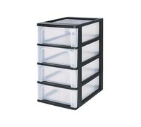 Iris Organiser Drawer Cabinet Plastic 4 Drawers 4 x 7 L Black Transparent