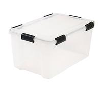 IRIS Pack of 4 x 50 Ltr Large Plastic Airtight Clear Damp Area Dry Storage Box! L 59cm x W 39cm x H 29cm - Sealed Hermetically Lid! Pack of 4 Containers