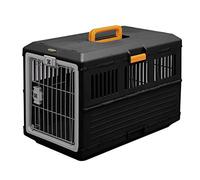 Iris Ohyama, Dog crate/Cage, Transport Box for Dogs, Cats, 2 Doors, Clips, and Safety Latch, Plastic (PP) BPA Free, L68.6 x W40.3 x H47.8 cm, Train, Car and Airplane , FC-670, Black
