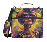 Iris Plaid Let's Party 3 Ringing Zipper Binder with Handle and Removable Shoulder Strap Laege Capacity Portfolio Binder Suitable for Middle School