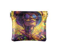Iris Plaid Let's Party Mardi Gras Fashion Women Leather Cash Wallet Convenient Change Wallet for Women bolsitas para