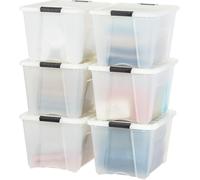 IRIS Plastic Storage Bin, Natural/Black, 54 QT-6 Pack