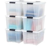 IRIS Plastic Storage Bin, Pearl, 40 Qt. -6 Pack
