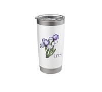 Iris Purple and White Iris Botanical Flower Stainless Steel Insulated Tumbler